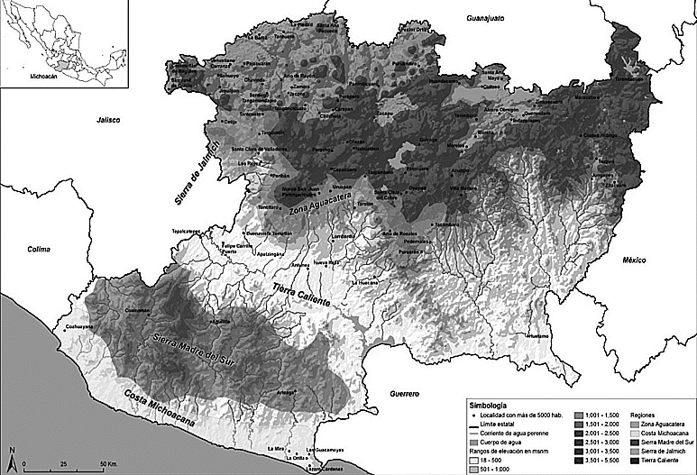 Mapa de las regiones de Michoacán (Fuente: www.scielo.org.mx.)