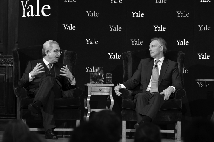 Ernesto Zedillo y Tony Blair, en Yale, el 4 de diciembre, 2012.
